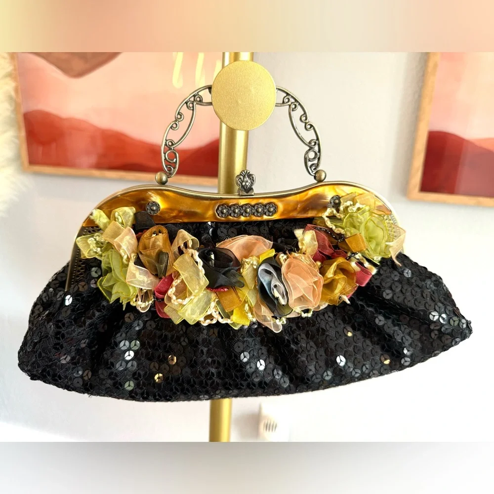 Vintage Sequined Floral Handbag